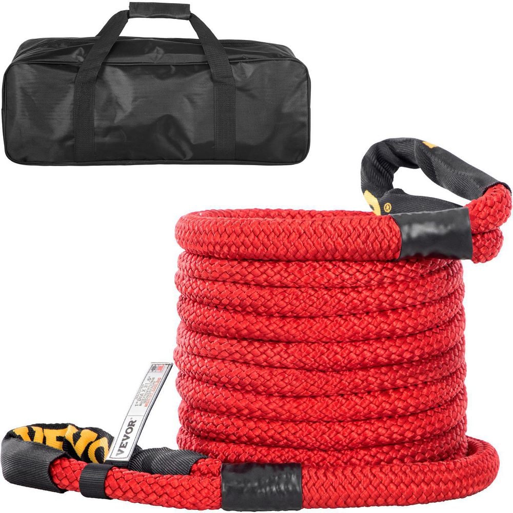 1 in. x 31.5 ft. Kinetic Recovery Energy Rope 33,500 lbs. Heavy Duty Tow Rope w/Carry Bag for Recovering Vehicles (Red) - Hercitys
