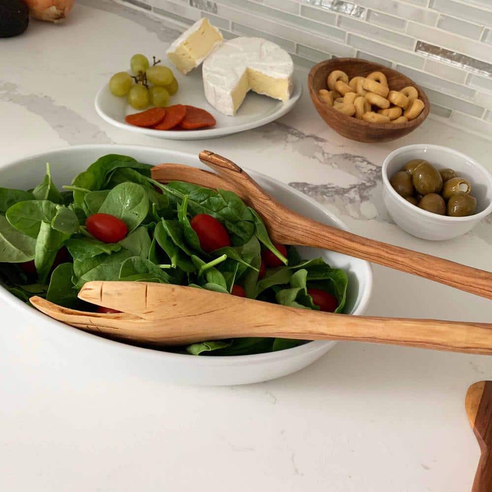 2-Pieces Olive Wood Serving Set Extra-Large Helping Hands - Hercitys