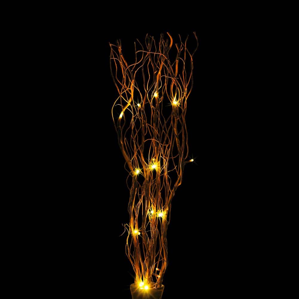 3 ft. 16 LED Natural Willow Twig Artificial Christmas Tree Lighted Branch Brown Branch - Hercitys
