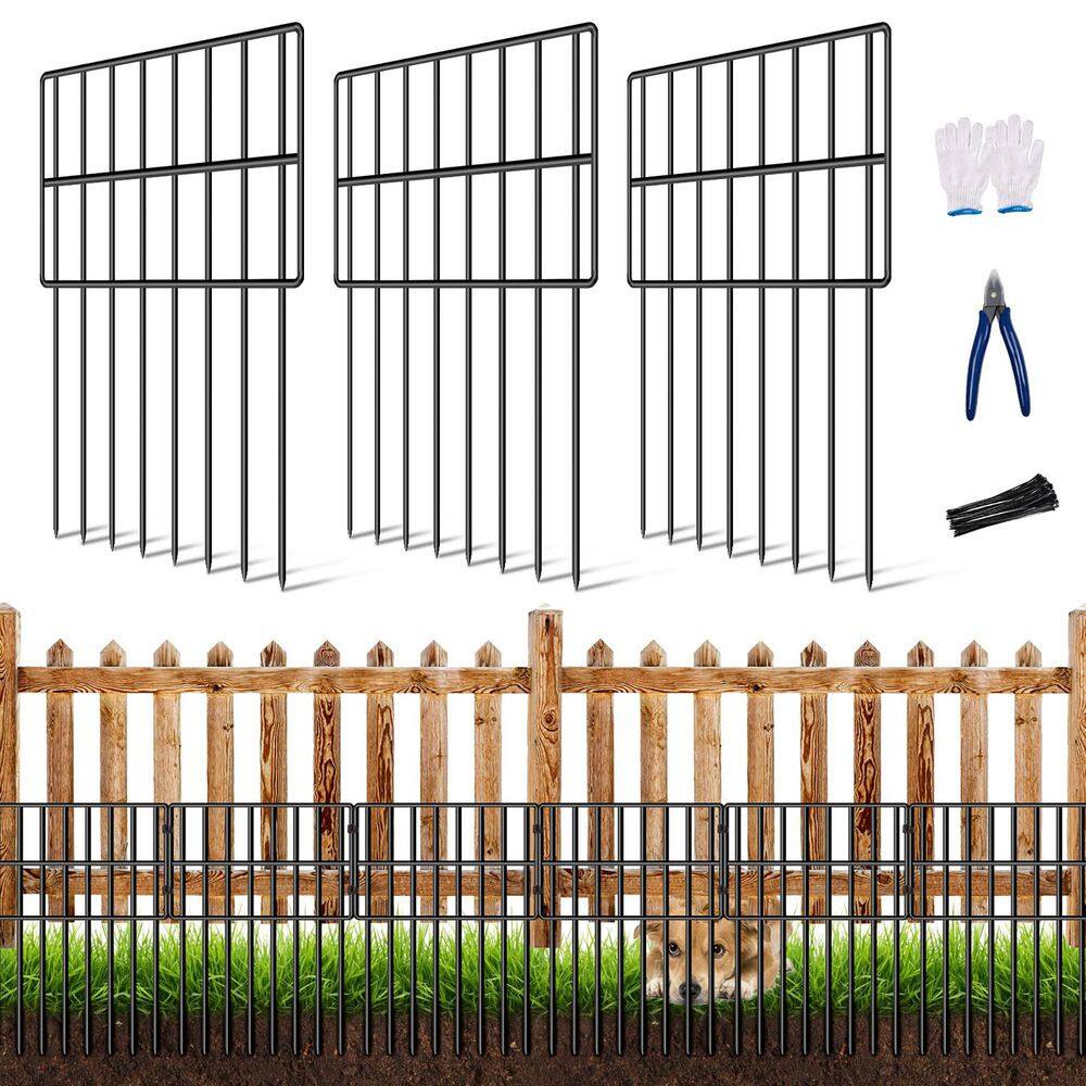 25 Panels 27 ft. (L) X 17 in. (H) Metal Decorative Garden Fence, Animal Barrier Fence - Hercitys