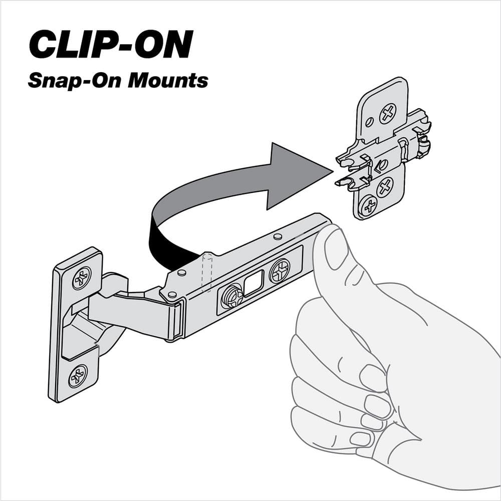 (2-Pack) RCS Series Full Overlay 35 mm Soft Close Nickel 105° Frameless Cabinet Hinge - Hercitys