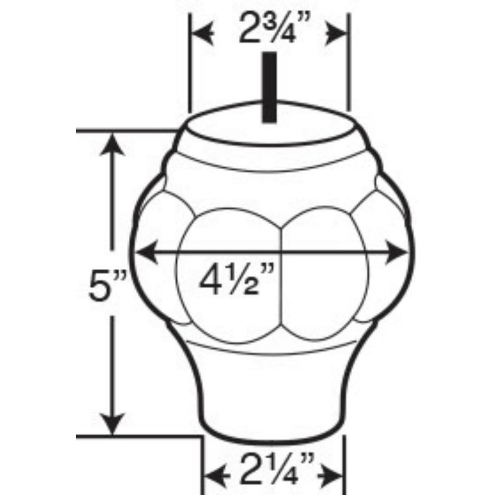 5 in. x 4-1/2 in. Stained Cherry Solid Hardwood Round Sofa Leg - Hercitys