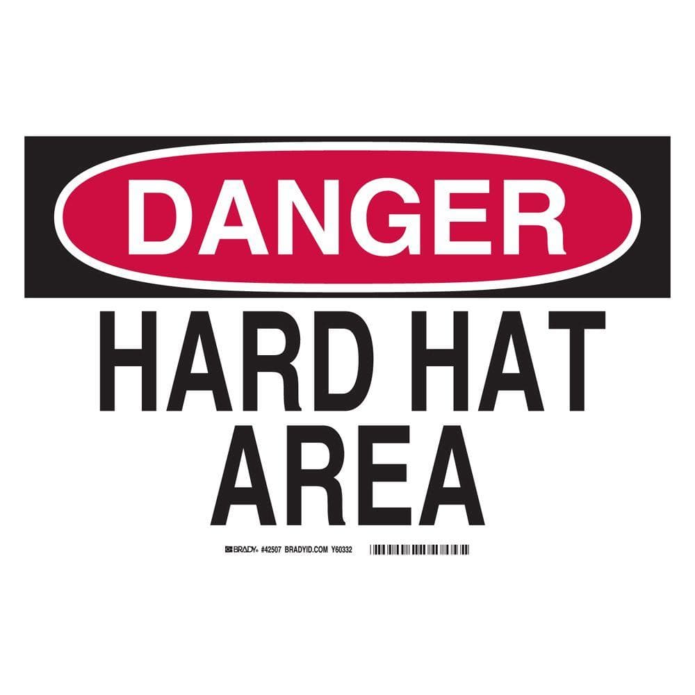 10 in. x 14 in. Plastic Danger Hard Hat Area OSHA Safety Sign - Hercitys