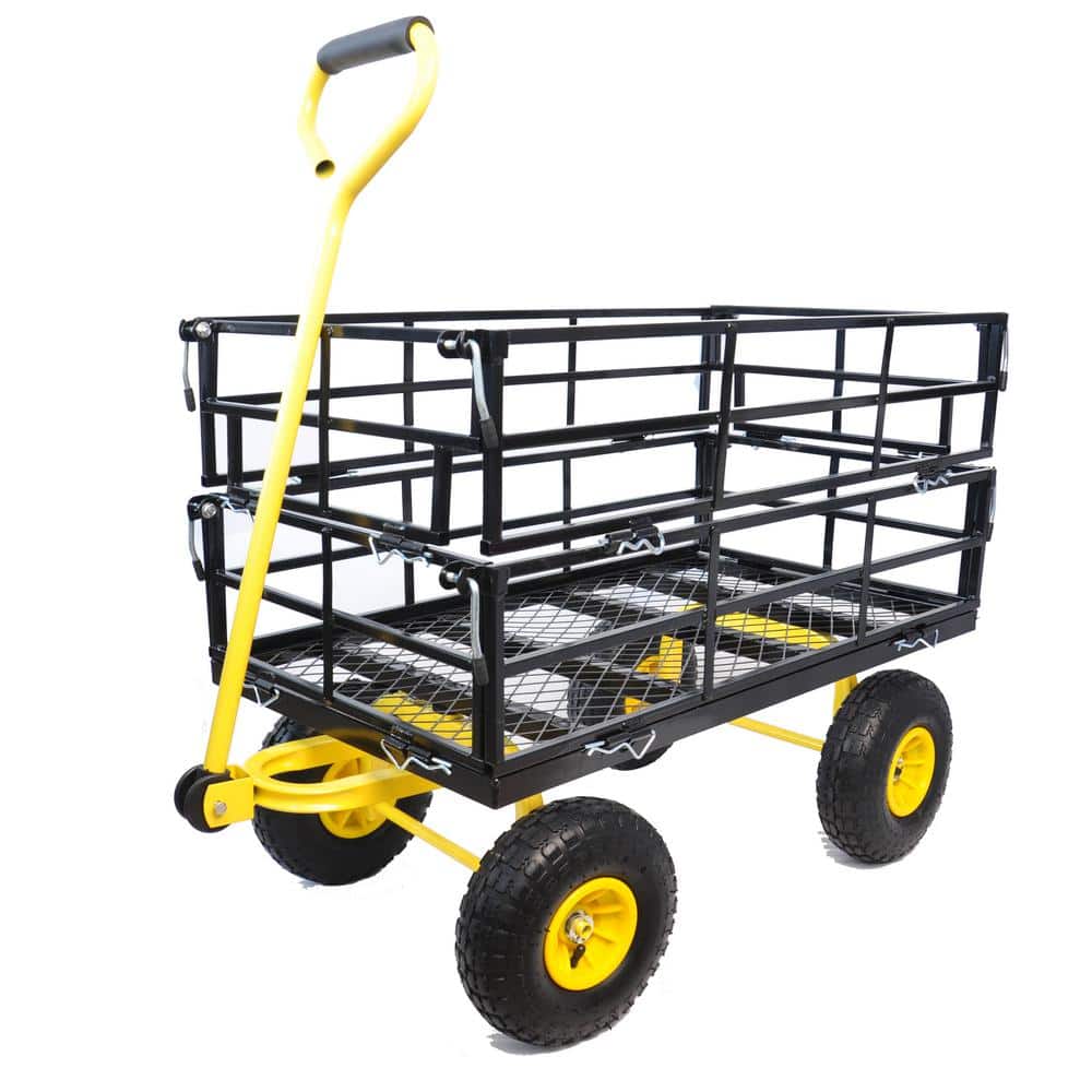 16 Cu.Ft. Black Metal Wagon Garden Cart - Hercitys
