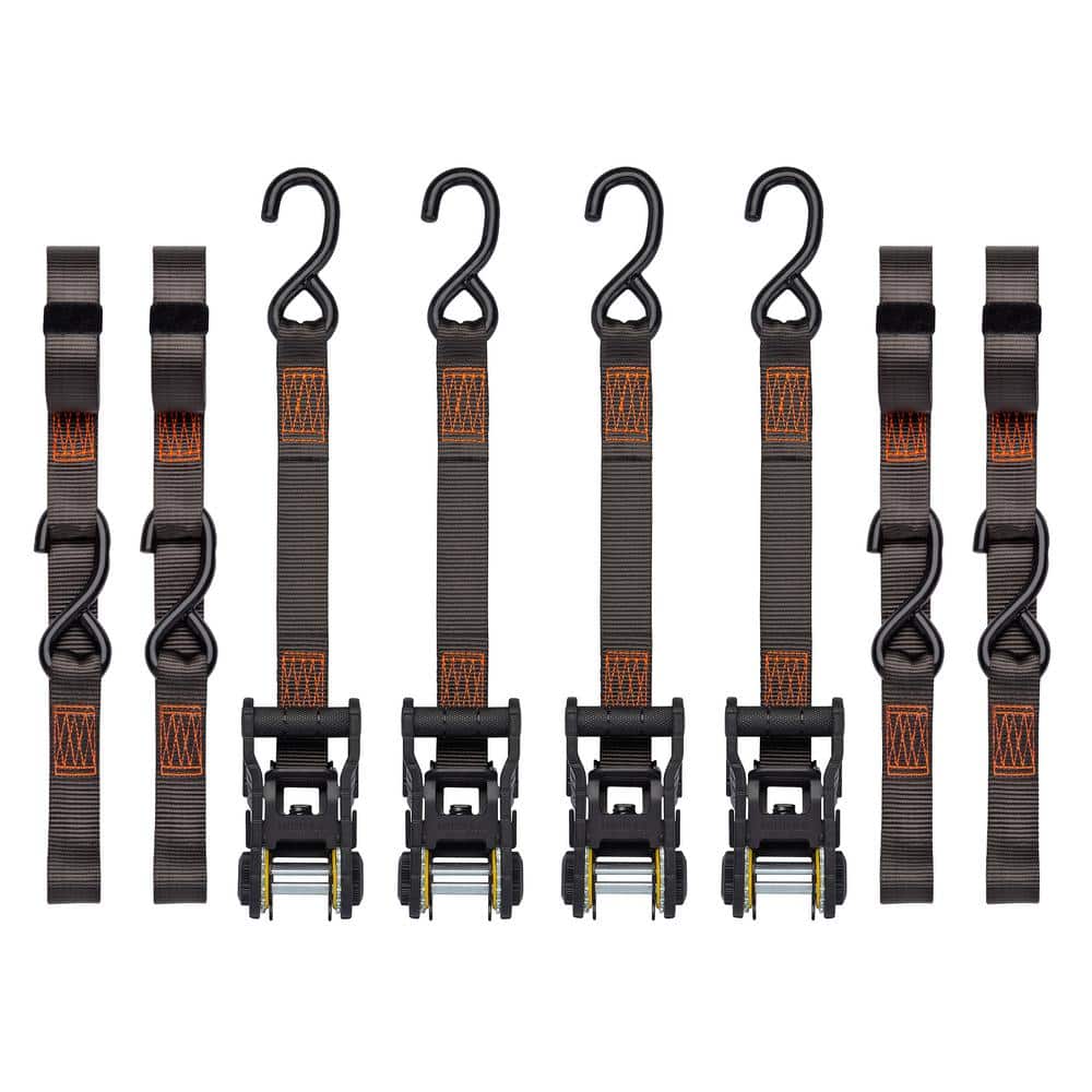 14 ft. Orange Tactical Ratchet Tie Down Straps with 1,000 lb. Safe Work Load – 4 pack - Hercitys