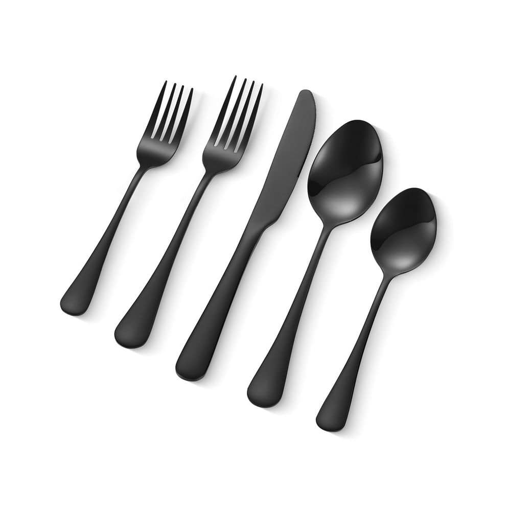 30-Piece Black Silverware Set, Food-Grade Stainless Steel Flatware Utensils for 6, Finished, Include Knife Fork Spoon - Hercitys
