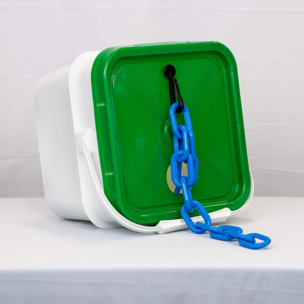 2 in. (#8, 51 mm) x 65 ft. Heavy Duty Plastic Safety Chain Sky Blue in a Pail - Hercitys