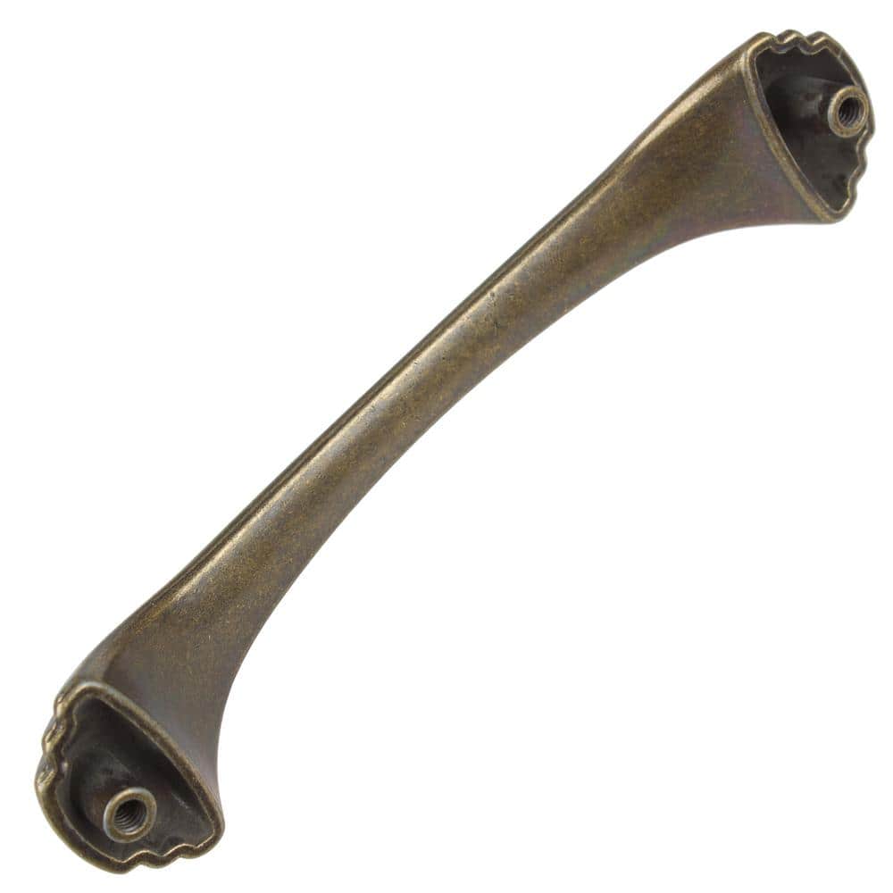 4-9/16 in. Center-to-Center Antique Brass Shell Series Cabinet Pulls (10-Pack) - Hercitys