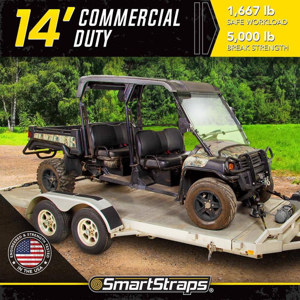 14 ft. Yellow Tactical Ratchet Tie Down Straps with 1,667 lb. Safe Work Load – 2 pack - Hercitys