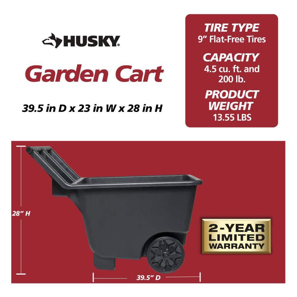 4.5 cu. ft. Heavy Duty Plastic Rust Resistant Garden Cart - Hercitys