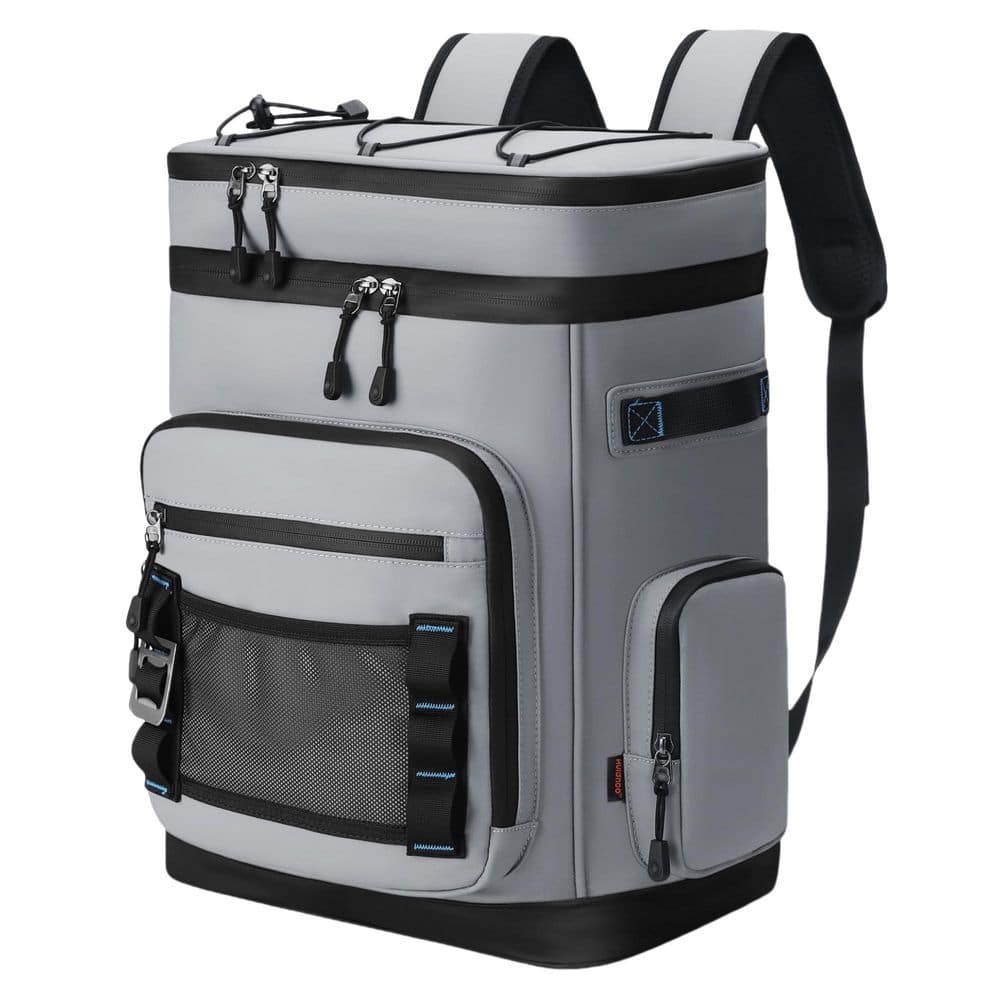 31.7 qt. Gray Insulated Backpack Cooler, Leak Proof Cooler for Camping, Beach, Fishing, Picnic and Travel - Hercitys