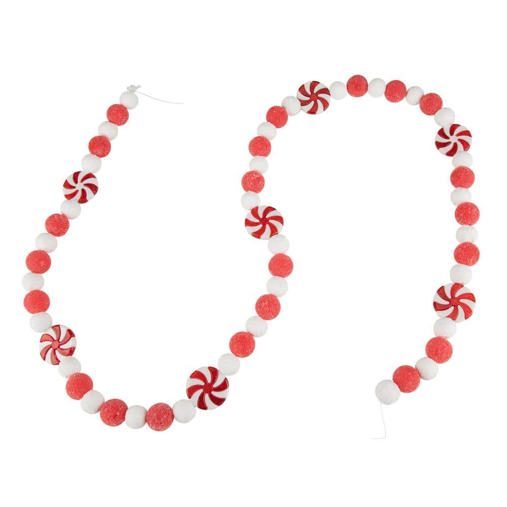 4 ft. Peppermint Candy Beaded Artificial Christmas Garland – Unlit - Hercitys