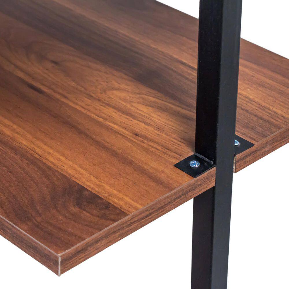 2 Pieces Kitchen Pantry, 3 Tier and 2 Tier Metal Bathroom Shelves, Wood Hanging Storage Bookshelf in Walnut - Hercitys