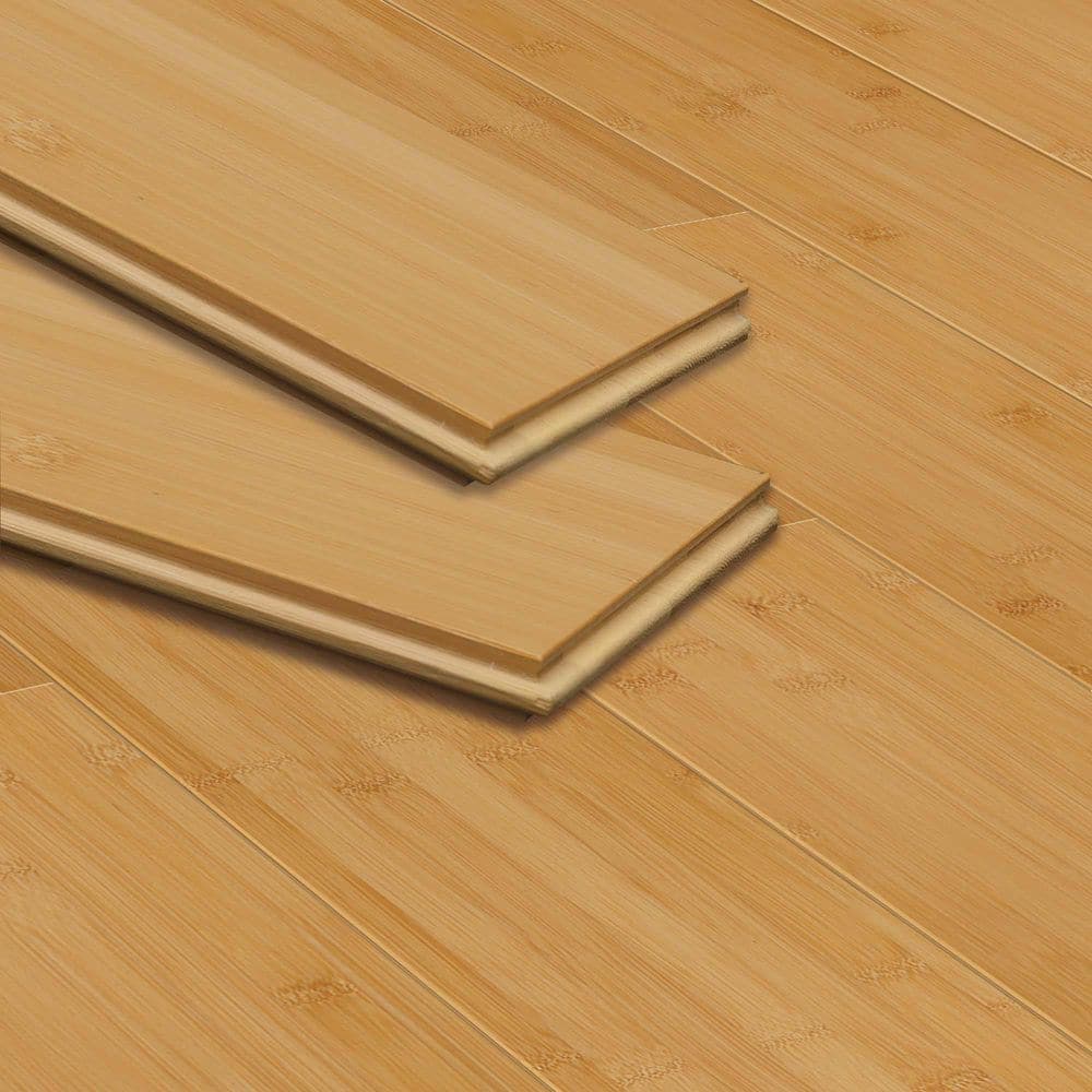 40.15 in. L x 5.11 in. W Prefinished Tongue and Groove Solid Bamboo Flooring, Light Honey, 2-Pack (2.86 sq. ft./Case) - Hercitys
