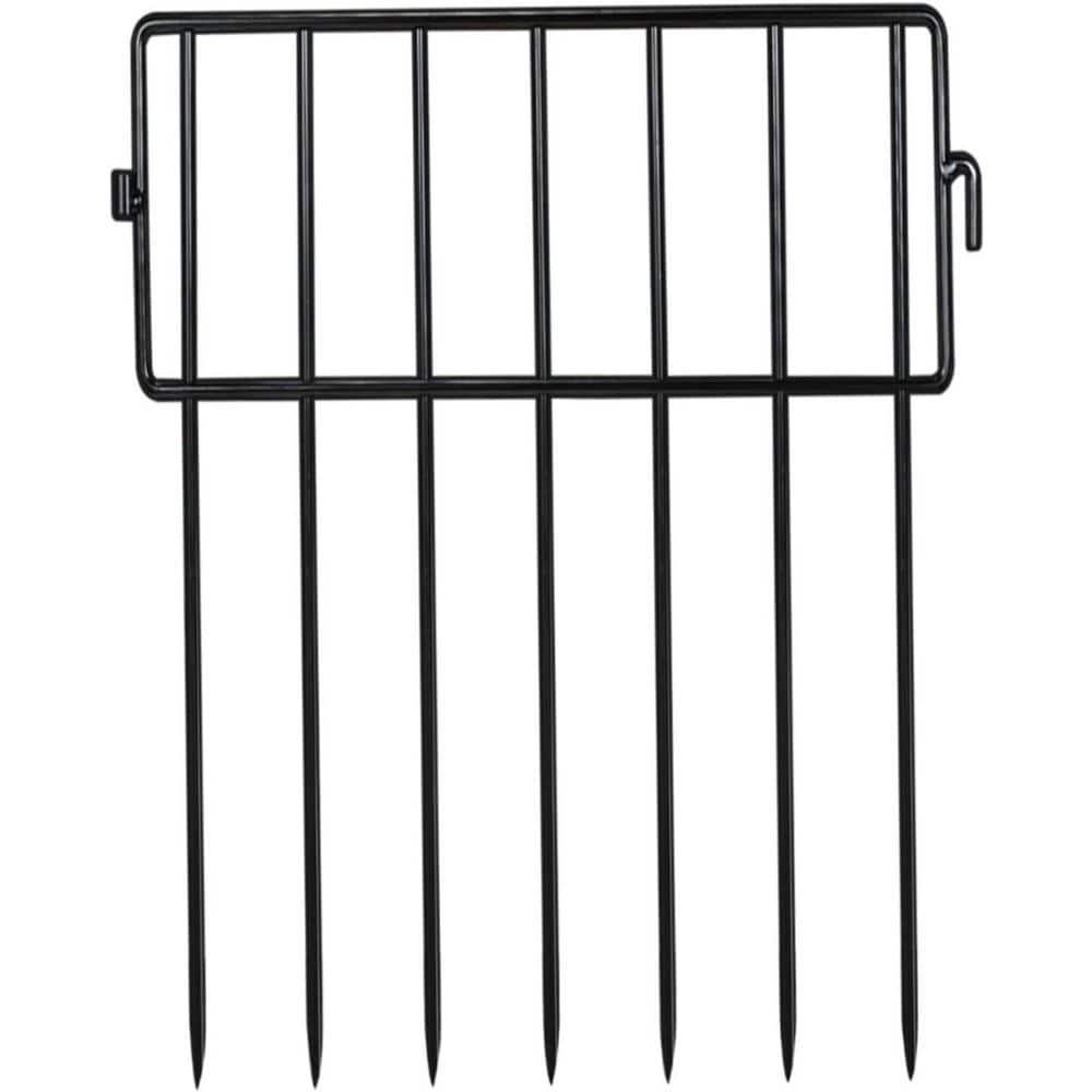12 in. L x 15 in. H No Dig Garden Decorative Fence 1.5 in. Gap Black Metal Garden Fence 18 Pack Total 18 ft. - Hercitys