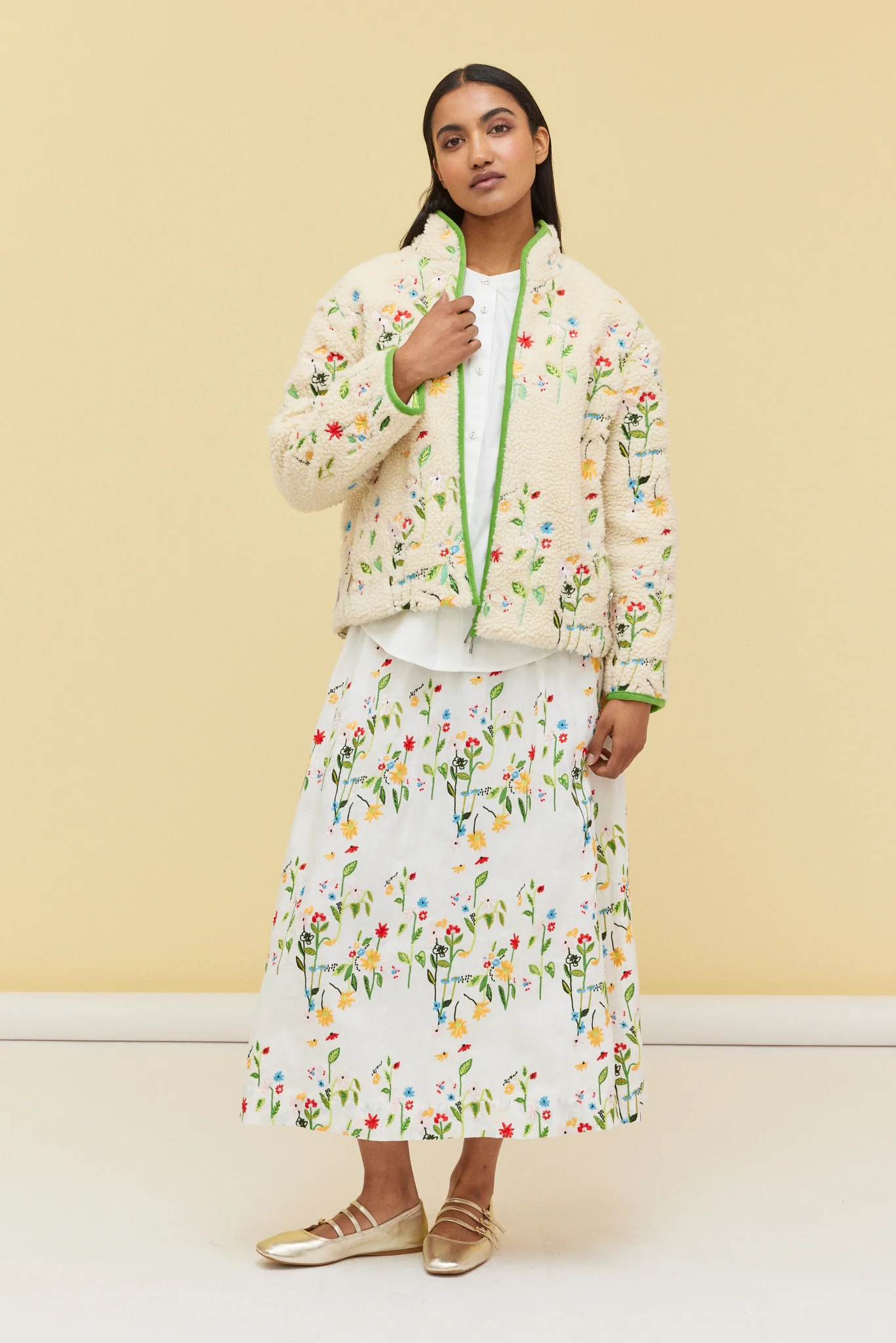 EMBROIDERED FLEECE JACKET - GARDEN - Hercitys