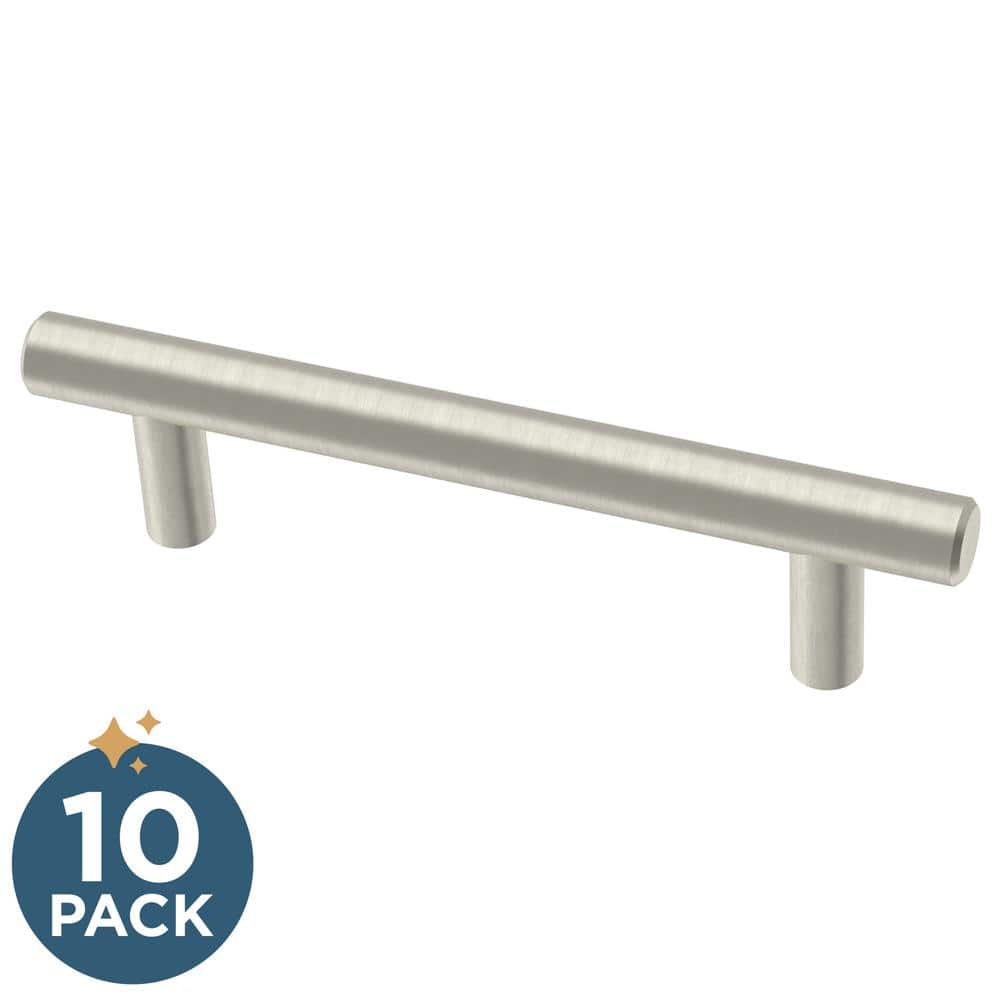 10-Pack Simple Bar 3-3/4 in. (96 mm) Modern Cabinet Drawer Pulls in Stainless Steel - Hercitys