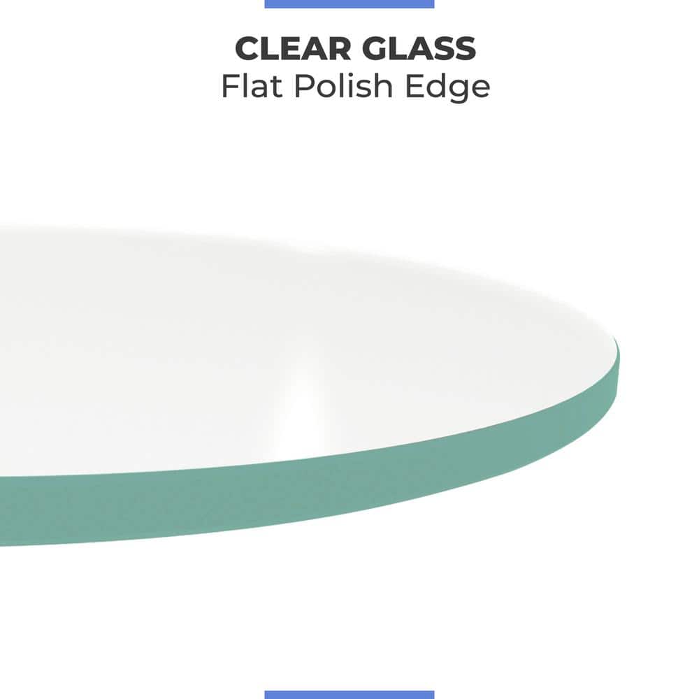 25 in. Clear Round Glass Table Top, 1/4 in. Thickness Tempered Flat Edge Polished - Hercitys