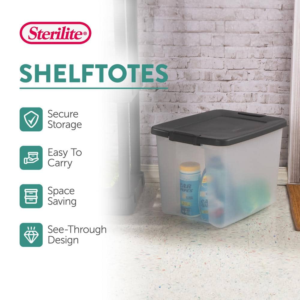 50 Qt. Stackable Latching Shelf tote Storage in Clear (12-Pack) - Hercitys