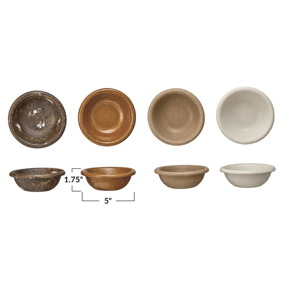 5 in. 7.4 fl. oz. Multicolor Earthen Hues Stoneware Serving Bowl Collection (Set of 12) - Hercitys