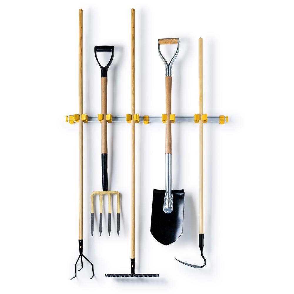 37 in. Universal Garage Storage Rail System with 5 Yellow One-Size-Fits-All Holders - Hercitys