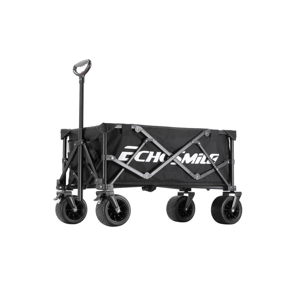 4.54 cu. ft. Fabric Portable Garden Cart with Adjustable Rolling Wheels in Black - Hercitys