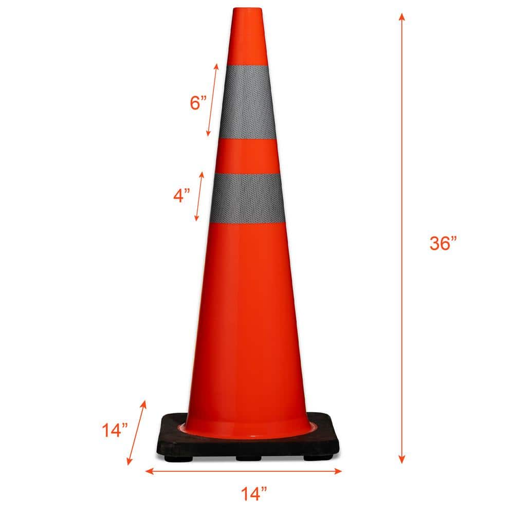 36 in. Orange PVC Reflective Traffic Safety Cone - Hercitys