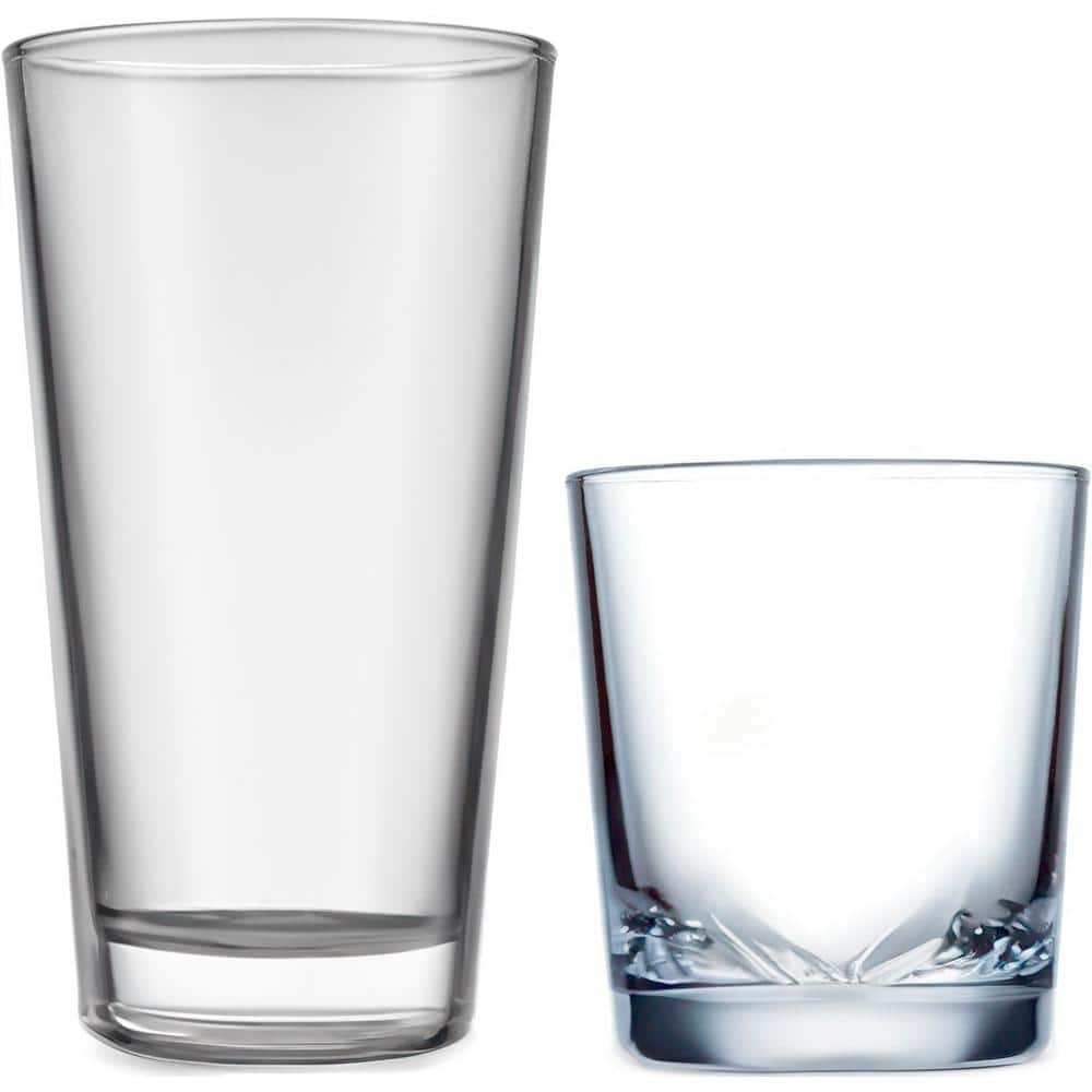 17 oz. Clear Glassware Set (Set of 8) 17 oz Highballs & 13 oz Whiskey Glass for Bar and Restaurants, Dishwasher Safe - Hercitys