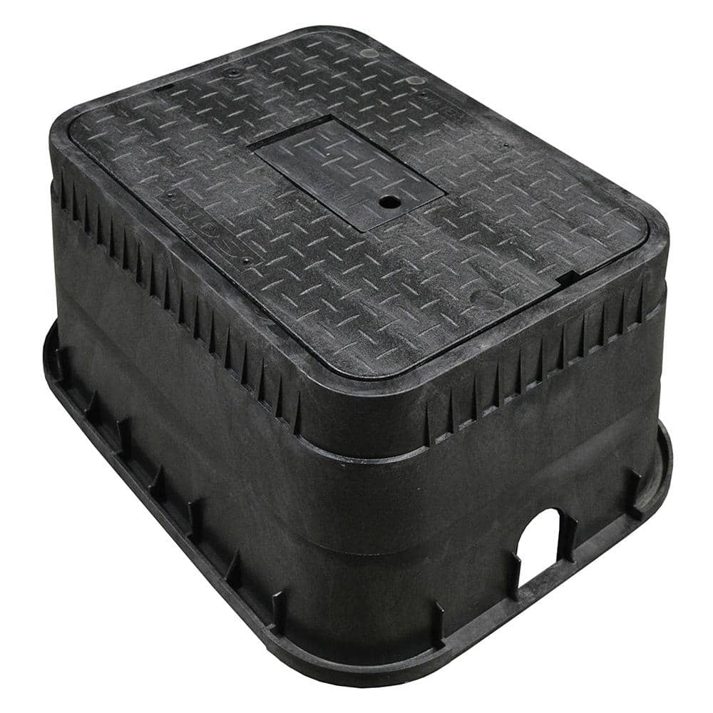 15 in. x 21 in. Rectangular Jumbo Water Meter Box and Lid (Black Box, Black Reader Lid) - Hercitys