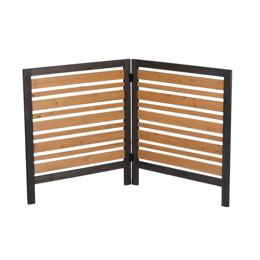 2-Panel 42 in. x 38 in. Wood Privacy Garden Fence, Outdoor Air Conditioner Fence Screen for Backyard and Garden - Hercitys