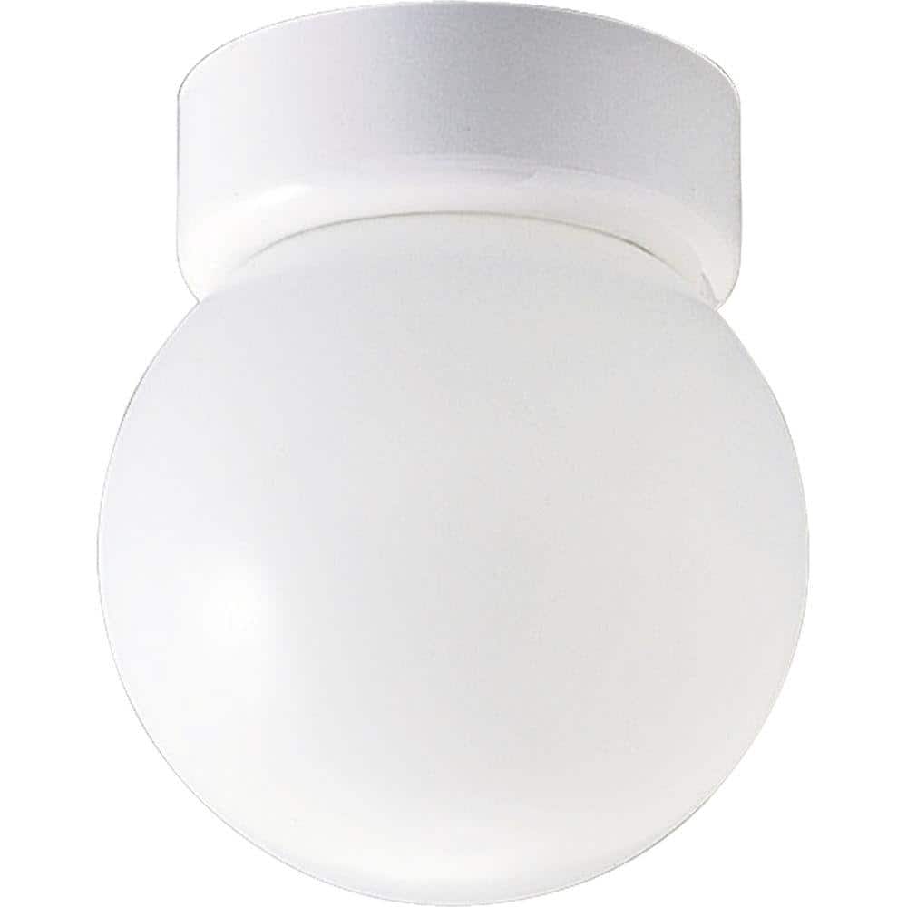 1-Light White Flush Mount with White Glass - Hercitys
