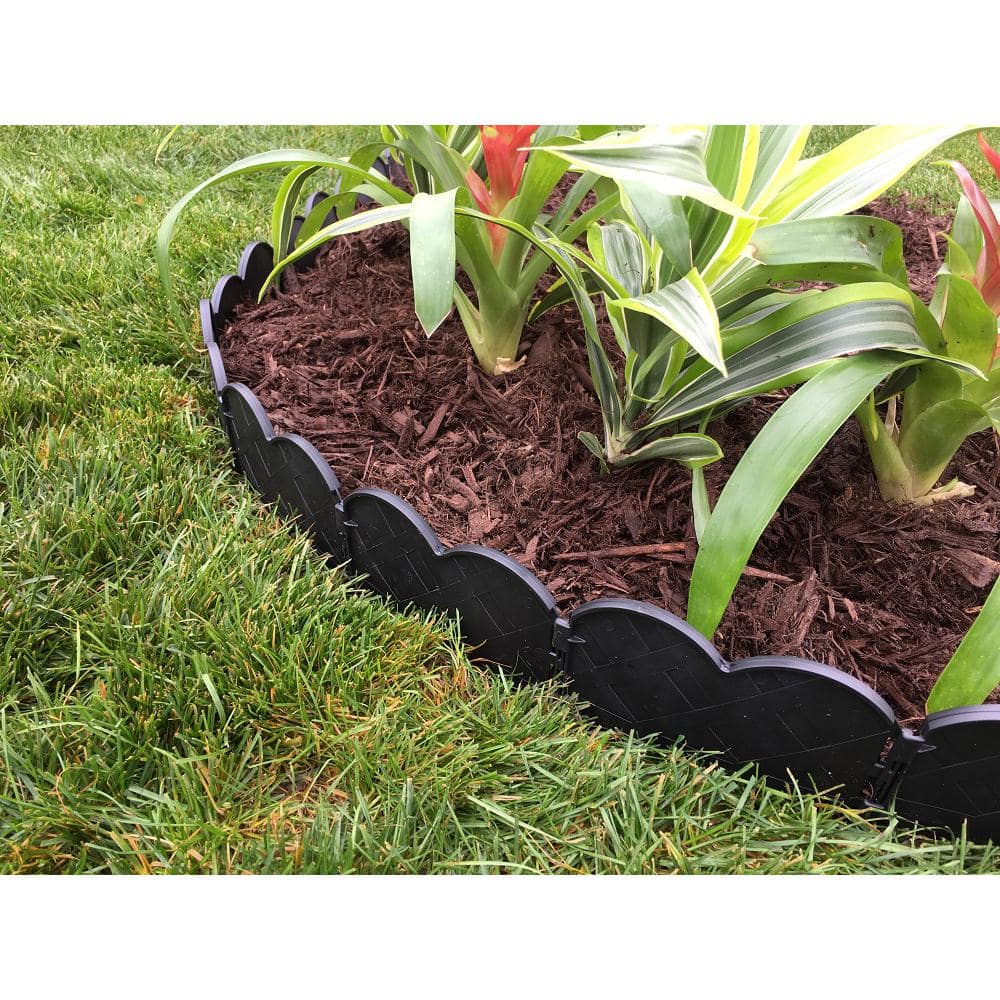 .375 x 5.75 in. x 6.5 in. Black Interlocking Plastic Landscape Edging (20 pcs per box) - Hercitys