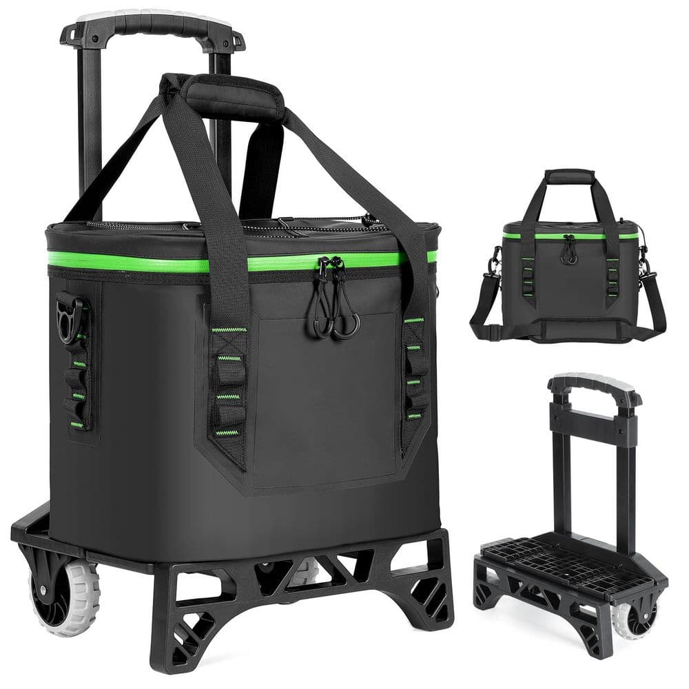 23 qt. Soft-Side Cooler, Detachable Rolling Cooler, Portable Insulated Leak Proof Waterproof - Hercitys