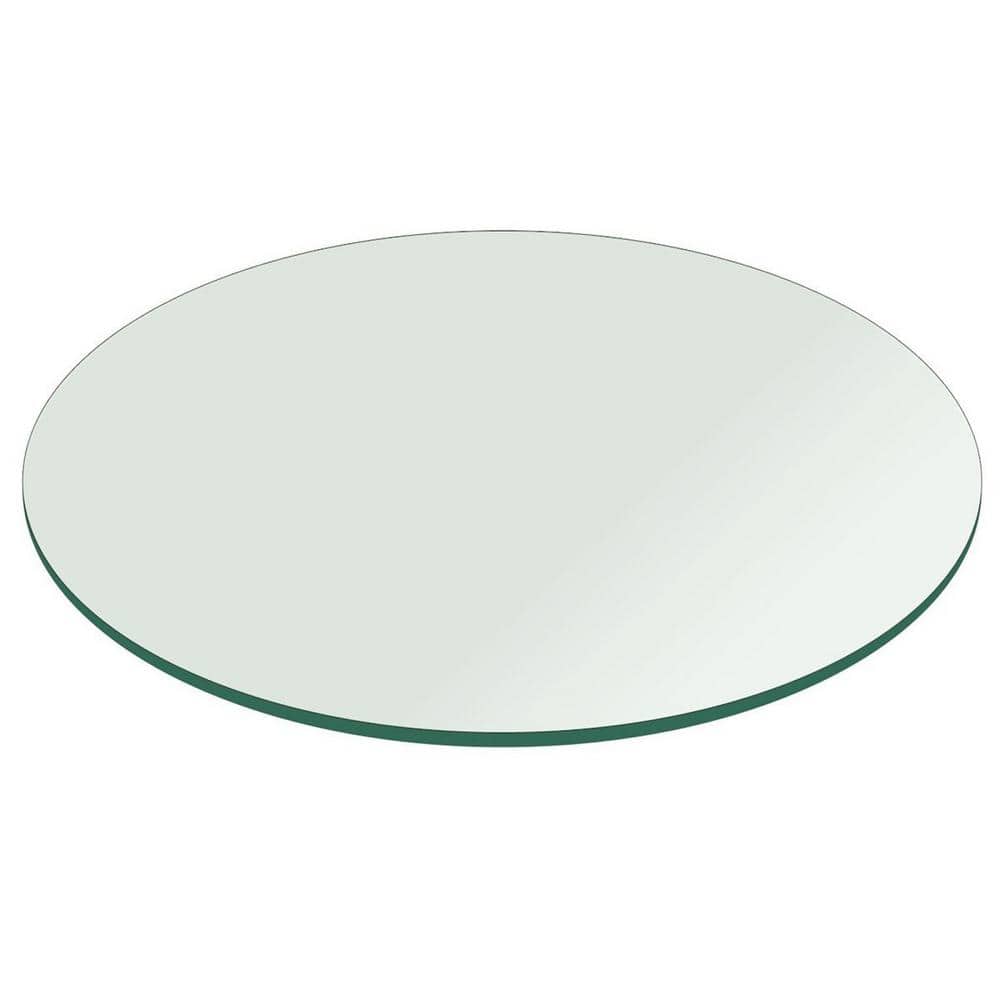18 in. Clear Round Glass Table Top, 1/2 in. Thickness Tempered Flat Edge Polished - Hercitys