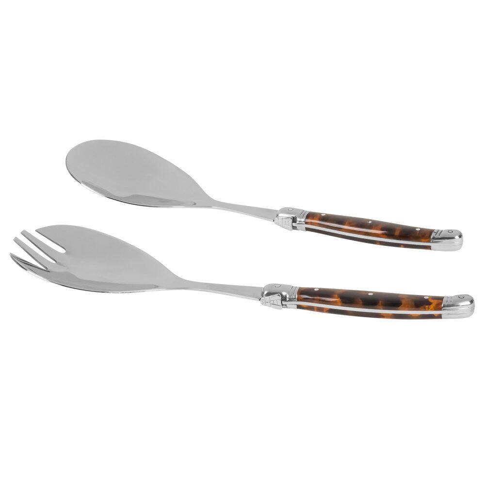 2-Piece Laguiole Connoisseur Tortoise Shell Stainless-Steel Salad Servers - Hercitys