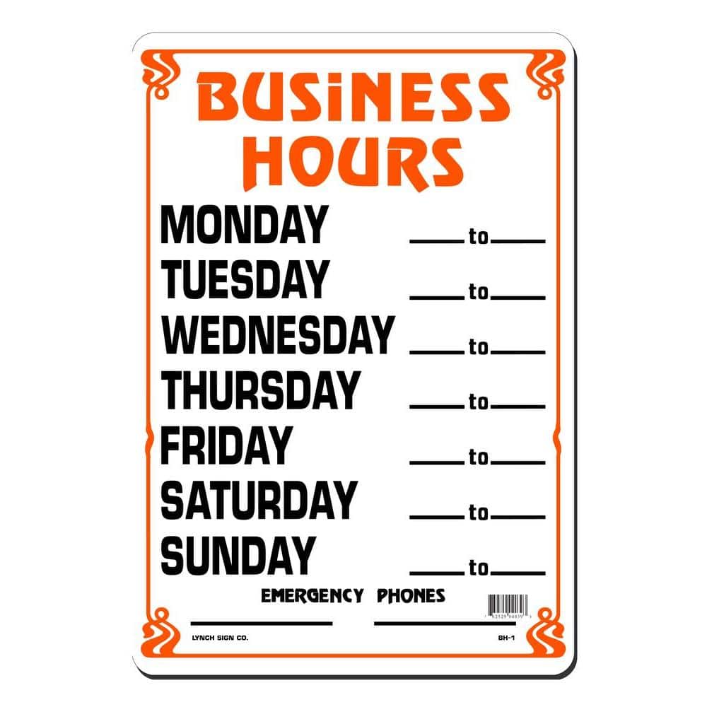 10 in. x 14 in. Business Hours Daily Sign Printed on More Durable, Thicker, Longer Lasting Styrene Plastic - Hercitys