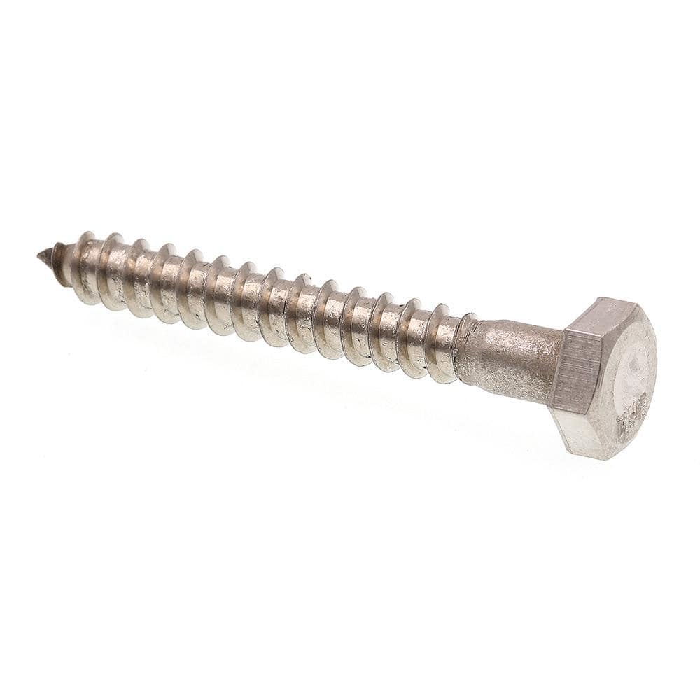 1/4 in. x 2 in. Hex Drive Hex Head Grade-18 to Grade-8 Stainless Steel Lag Screw (25-Pack) - Hercitys