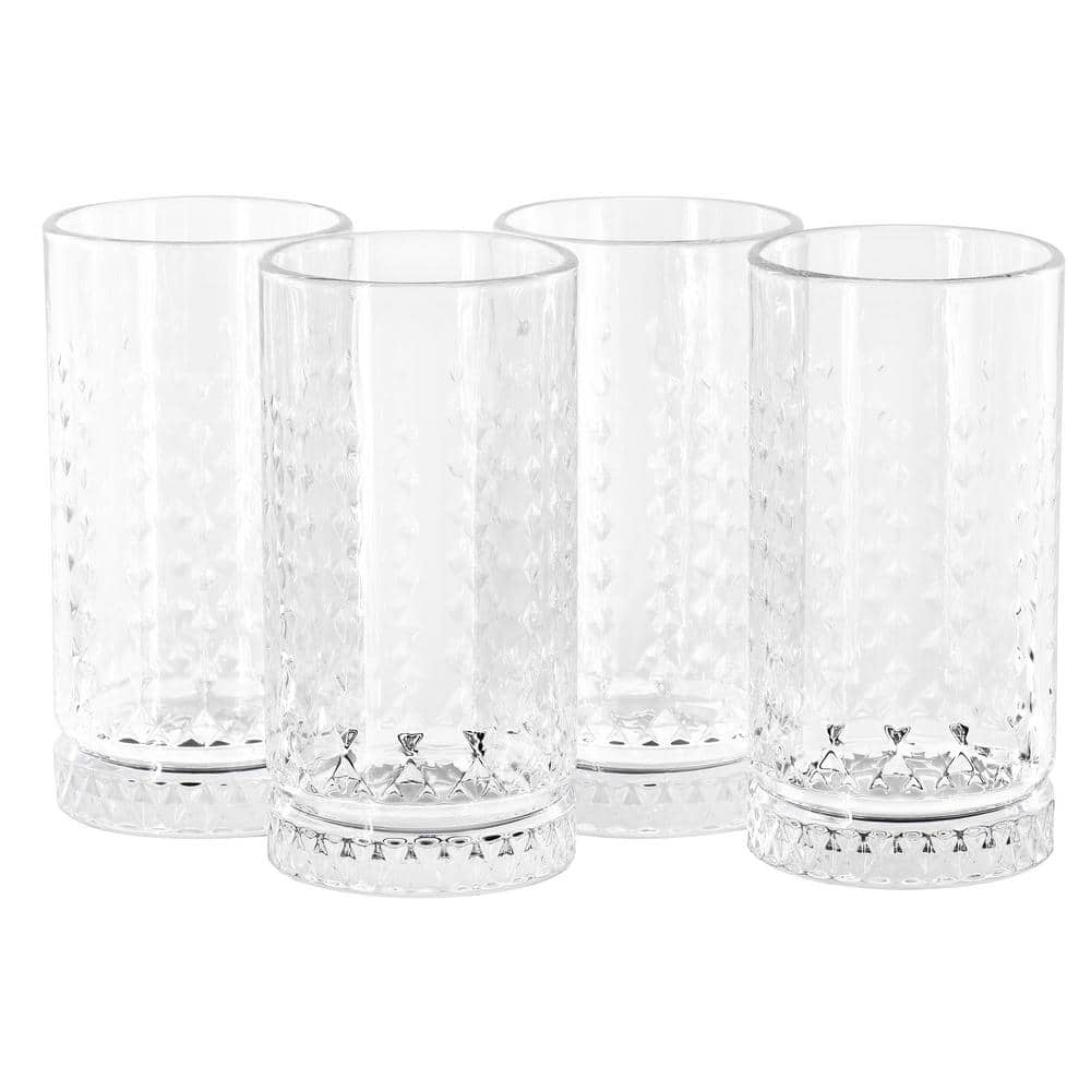 4 Piece 16 Ounce Teardrop Embossed Glass Tumbler Set - Hercitys