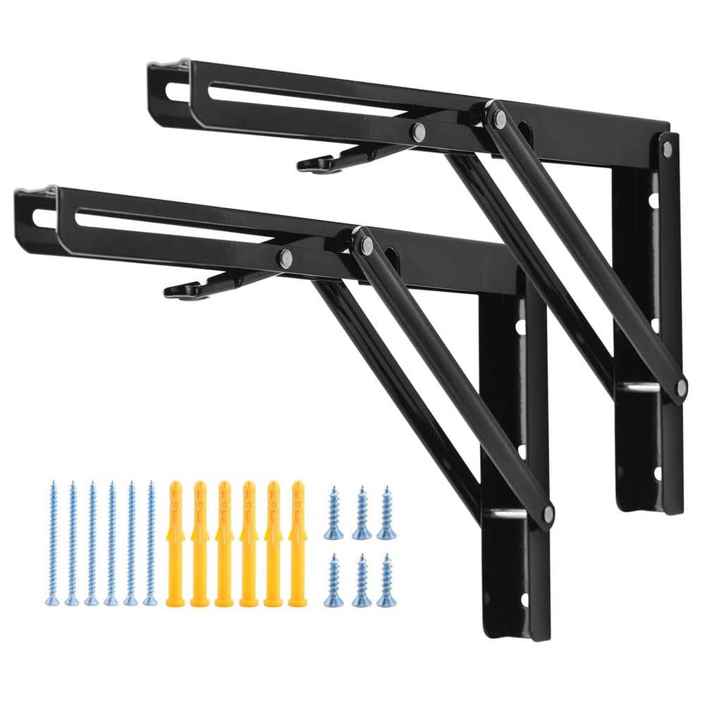 2 in. H Metal 330 lb. Load Capacity Folding Shelf Bracket, Heavy Duty and Space-Saving Design (2-Pack) - Hercitys