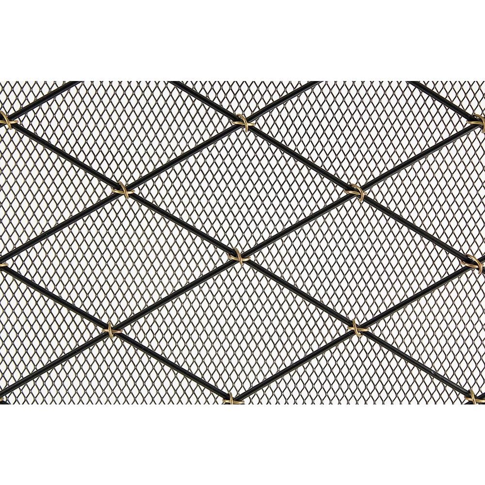38 in. L Black and Brass 1-Panel Harlequin Flat Fireplace Screen with Diamond Pattern - Hercitys