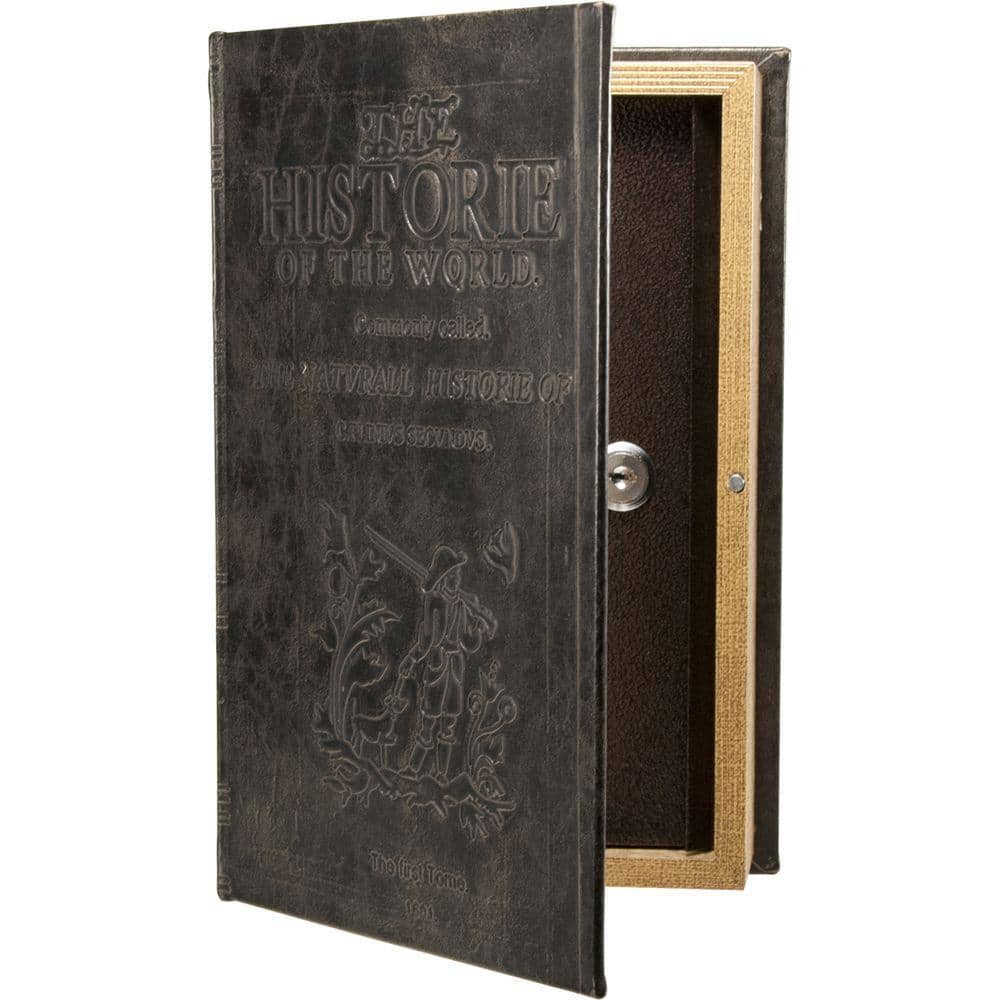 0.06 cu. ft. Steel Antique Book Lock Box Safe with Key Lock - Hercitys