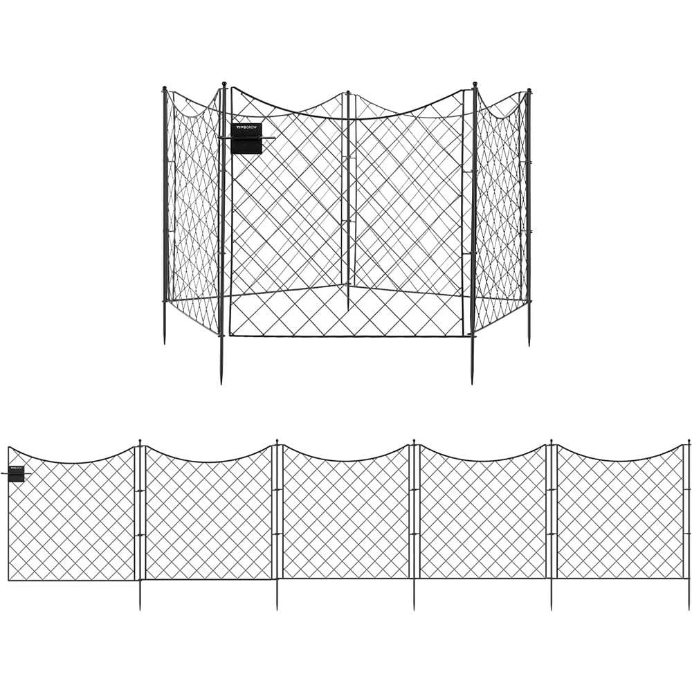 27.4 in. L x 32.9 in. H No-Dig Metal Garden Fence, 4 Panels plus 1 Gate - Hercitys