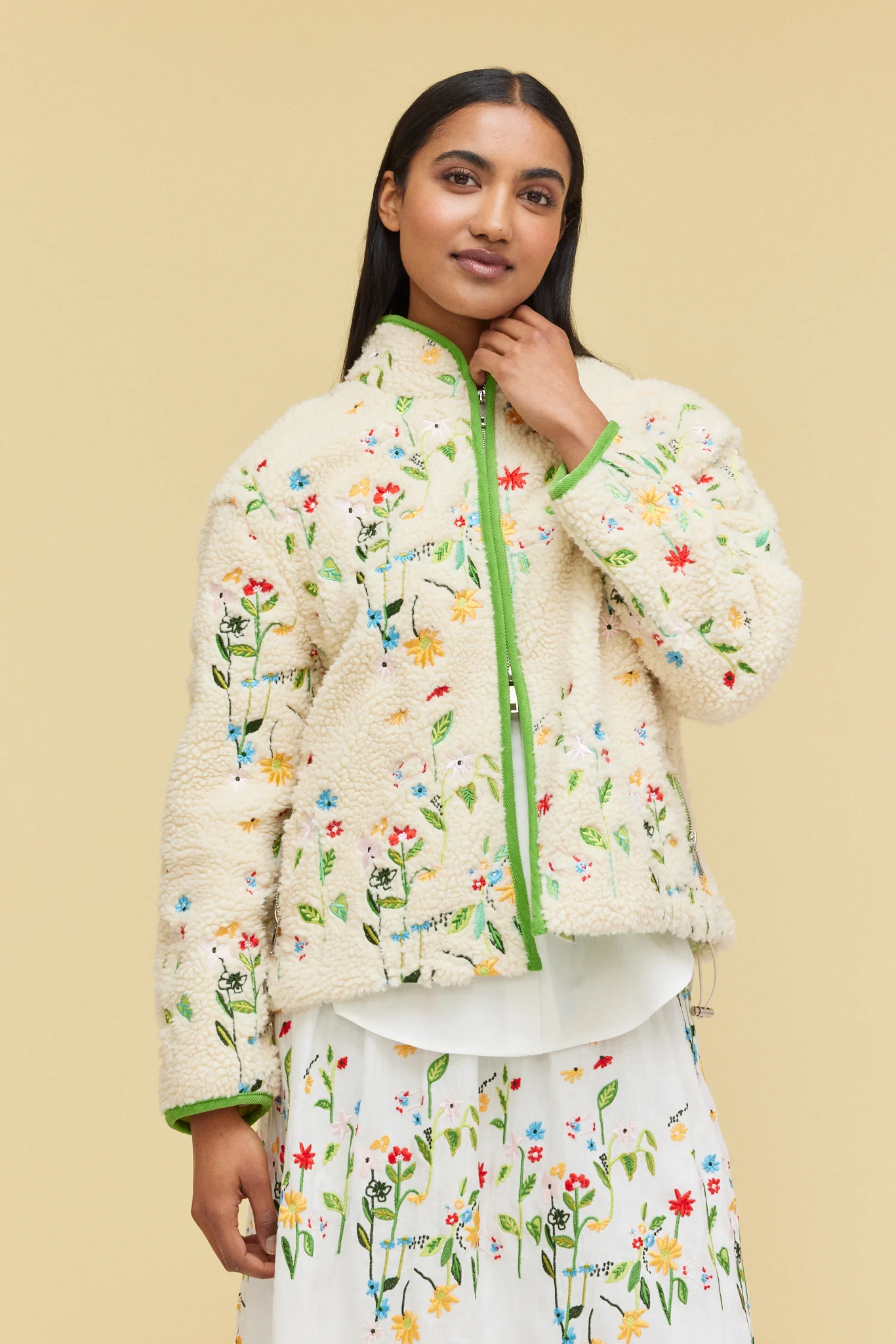 EMBROIDERED FLEECE JACKET - GARDEN - Hercitys