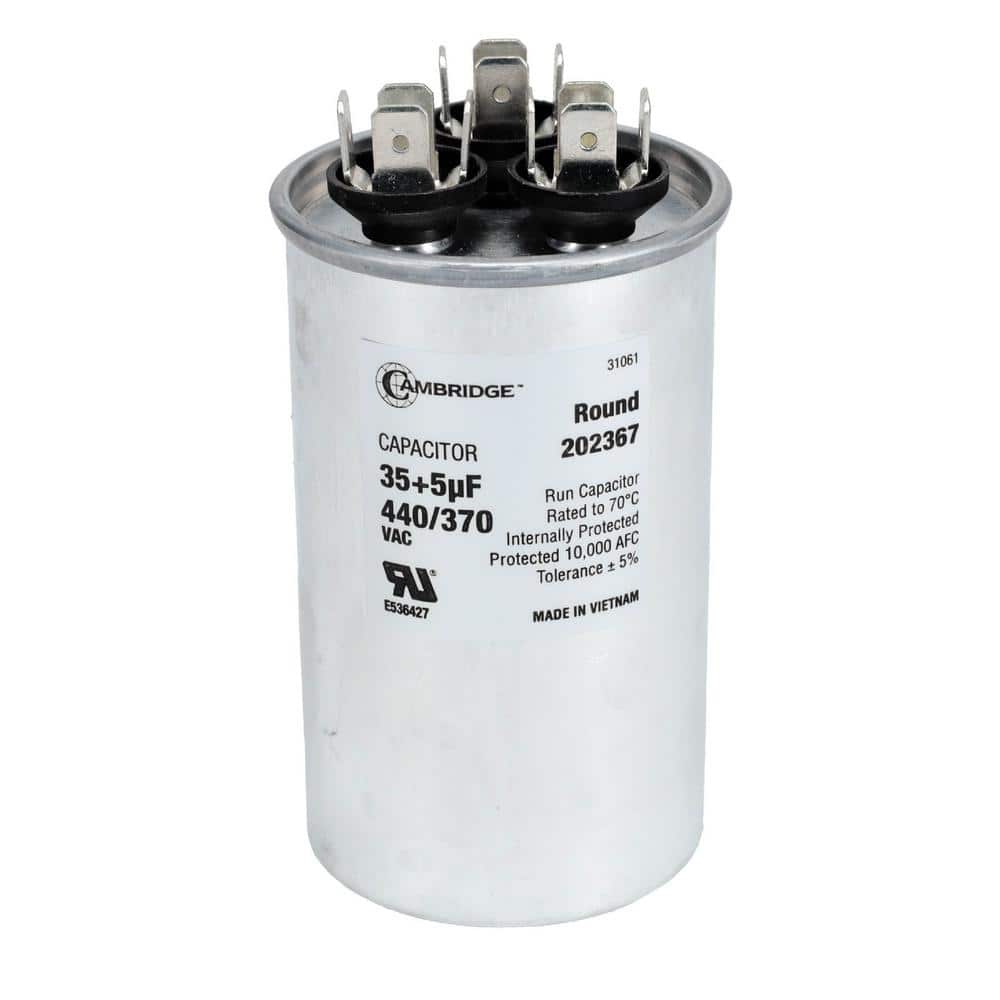 1.97 in. x 1.97 in. x 3.35 in. Aluminum 35 Plus 5 MFD, 440-Volt/370-Volt Dual Round Run Capacitor (1-Pack) - Hercitys