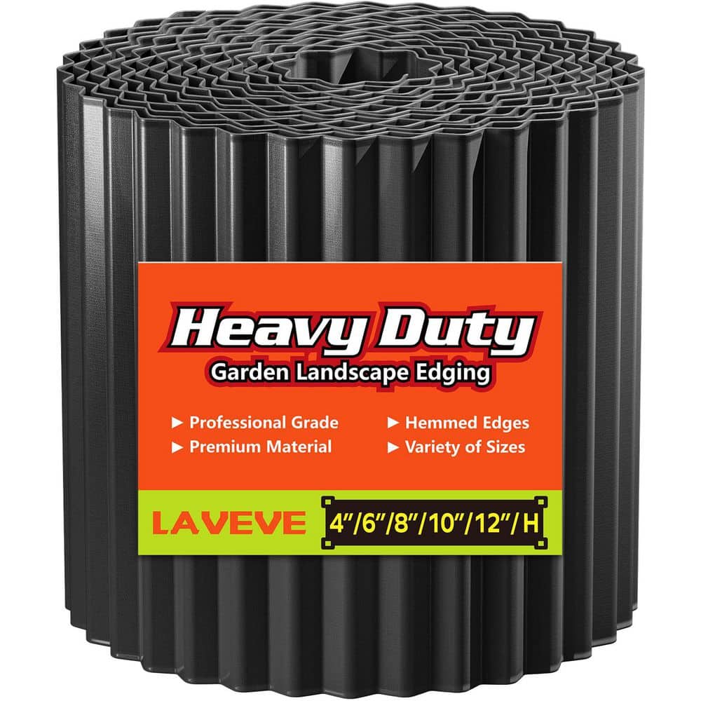 10 in. x 20 ft. Black Corrugated Metal Garden Edging Landscape Edging Border Lawn Flower Bed Garden Fence Paver Edging - Hercitys