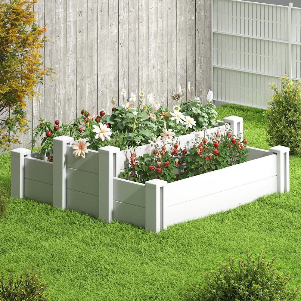 35.4 in.x 35.4 in.x 11.8 in. White Metal Modular Garden Fence Panel-Durable, Easy to Install & Soil Improvement Solution - Hercitys