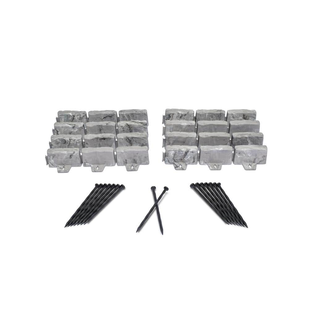 10 ft. L x 2.7 in. H Decorative Faux Stone Dark Gray Plastic No-Dig Landscape Edging Kit - Hercitys