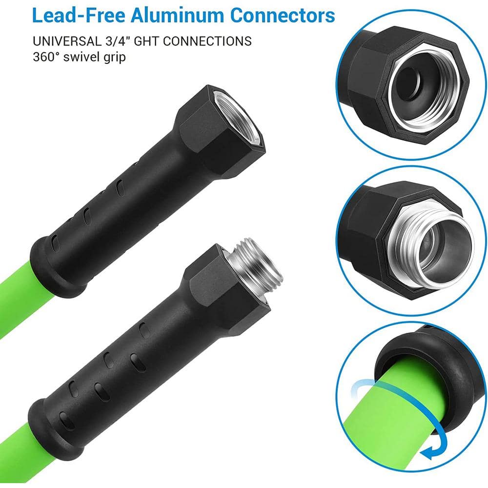 5/8in. x 10 ft. Water Hose with Swivel Grip, Heavy-Duty, Lightweight, Flexible Hose, 3/4 in. Solid Fittings - Hercitys