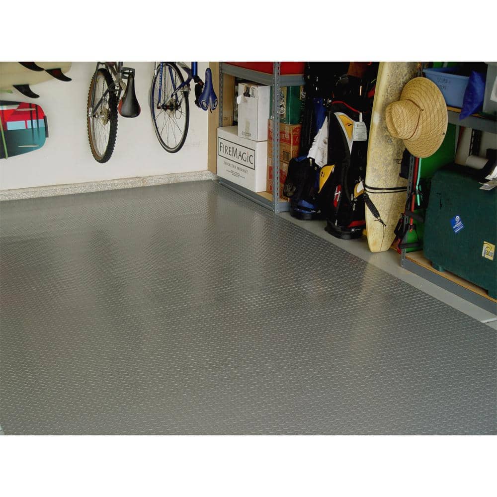 5 ft. x 7.5 ft. Pewter Textured Vinyl Motorcycle Mat - Hercitys