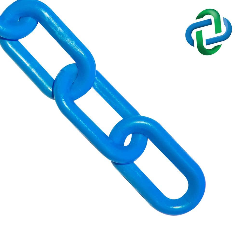 2 in. (54 mm) x 25 ft. Sky Blue Heavy-Duty Plastic Barrier Chain - Hercitys